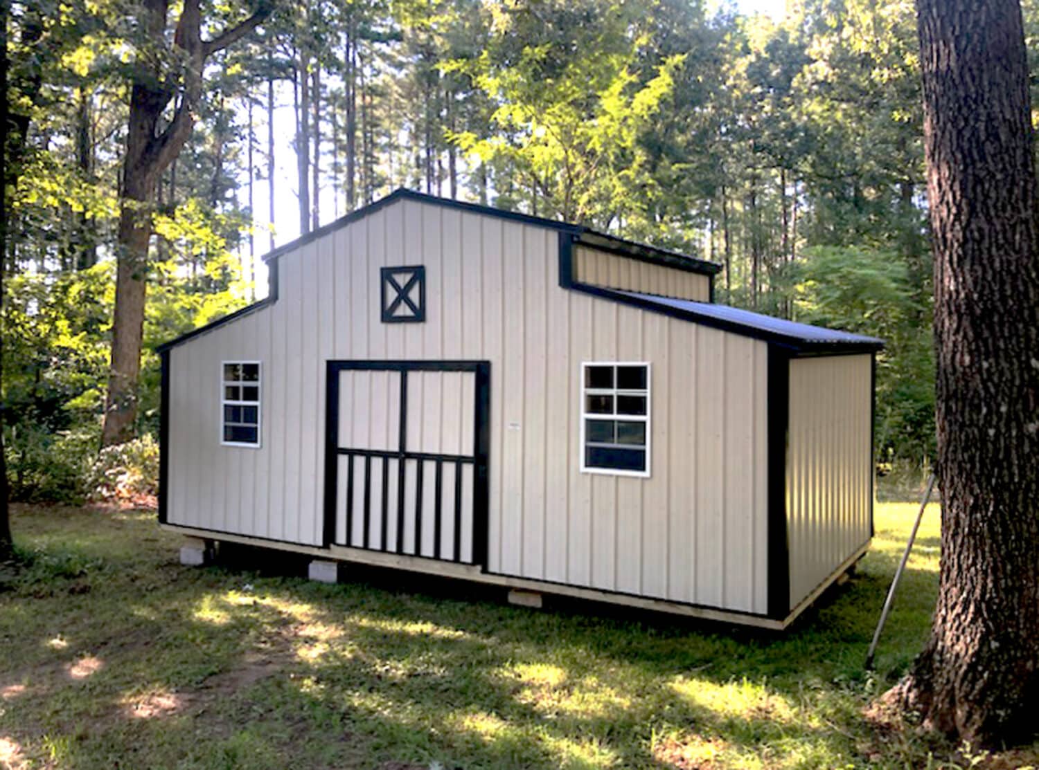 tough storage sheds with treated runners in corning ar